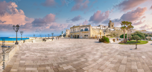 Breathtaking view on promenade of Otranto in Italy. Italian vacation.