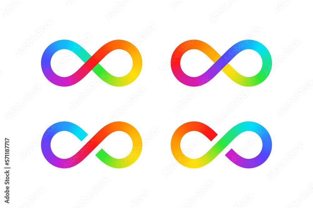 Set rainbow infinity symbols isolated PNG Set rainbow infinity symbols isolated PNG