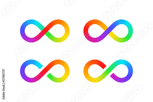 Set rainbow infinity symbols isolated PNG