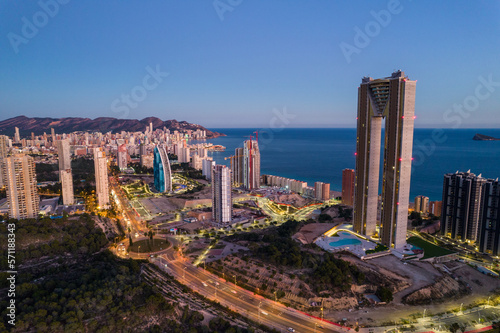 Canvastavla Benidorm coastline at sunset