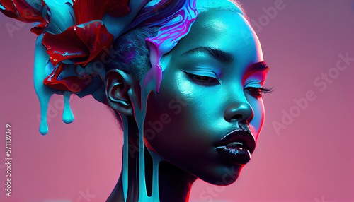 fictional character, high detail 3d digital art render ofa beautiful woman, spring time themed, vivid colors, ai generated