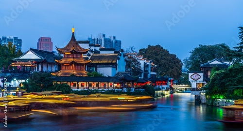 Nanjing Confucius temple at night photo