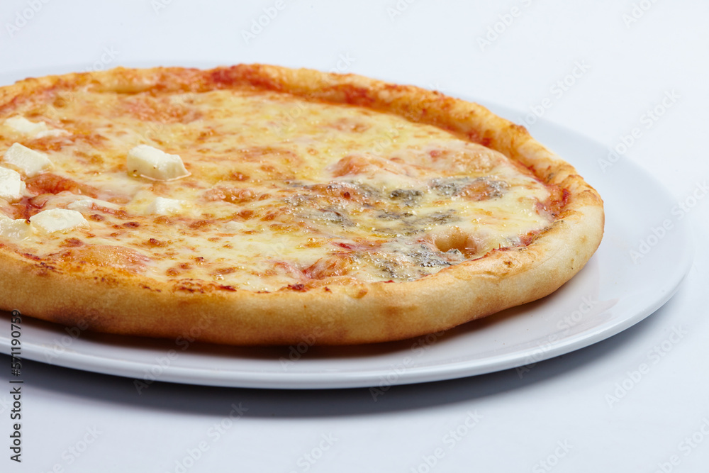 tasty pizza on the white