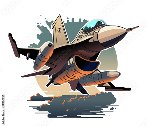 Cartoon Military Jet Fighter Plane Isolated