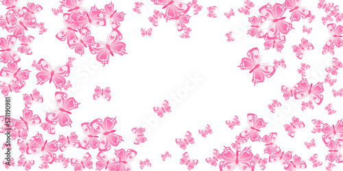 Romantic pink butterflies isolated vector illustration. Summer pretty insects. Fancy butterflies isolated children wallpaper. Delicate wings moths graphic design. Nature beings.