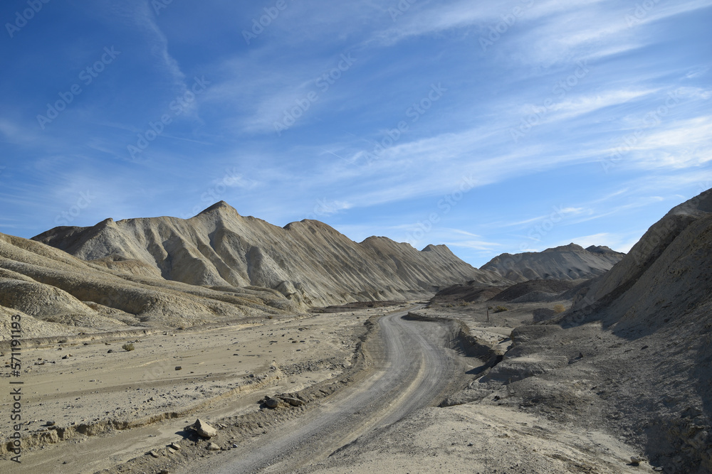 Landscape in the Death Valley National Park: mountain road in the Twenty Mules Team Canyon