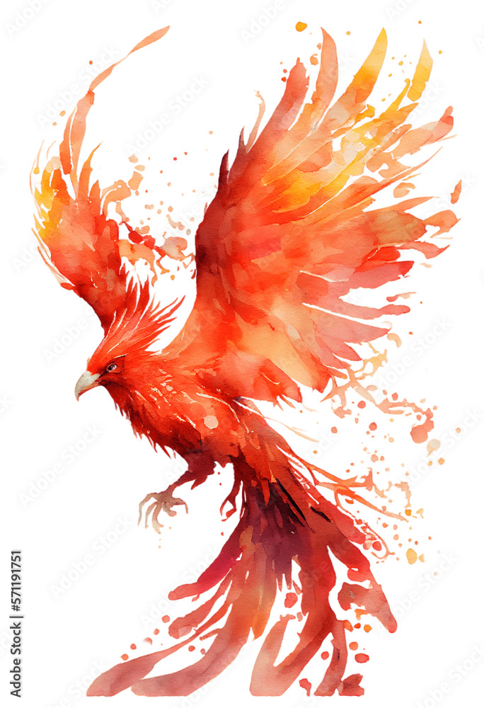 watercolor painting of a phoenix bird on a transparent background, png ...