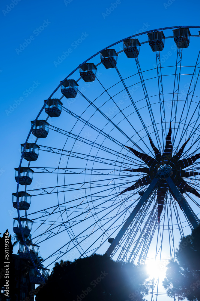 Ferris Wheel in Sunset in Nice; Cote d’azur; France.