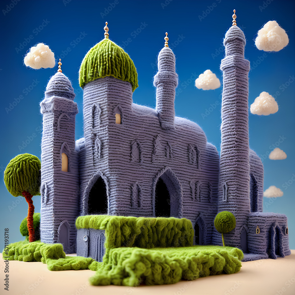 Generative AI Miniature Of Colorful Mosque Or Masjid Buildings Made Of generative-ai-miniature-of-colorful-mosque-or-masjid-buildings-made-of