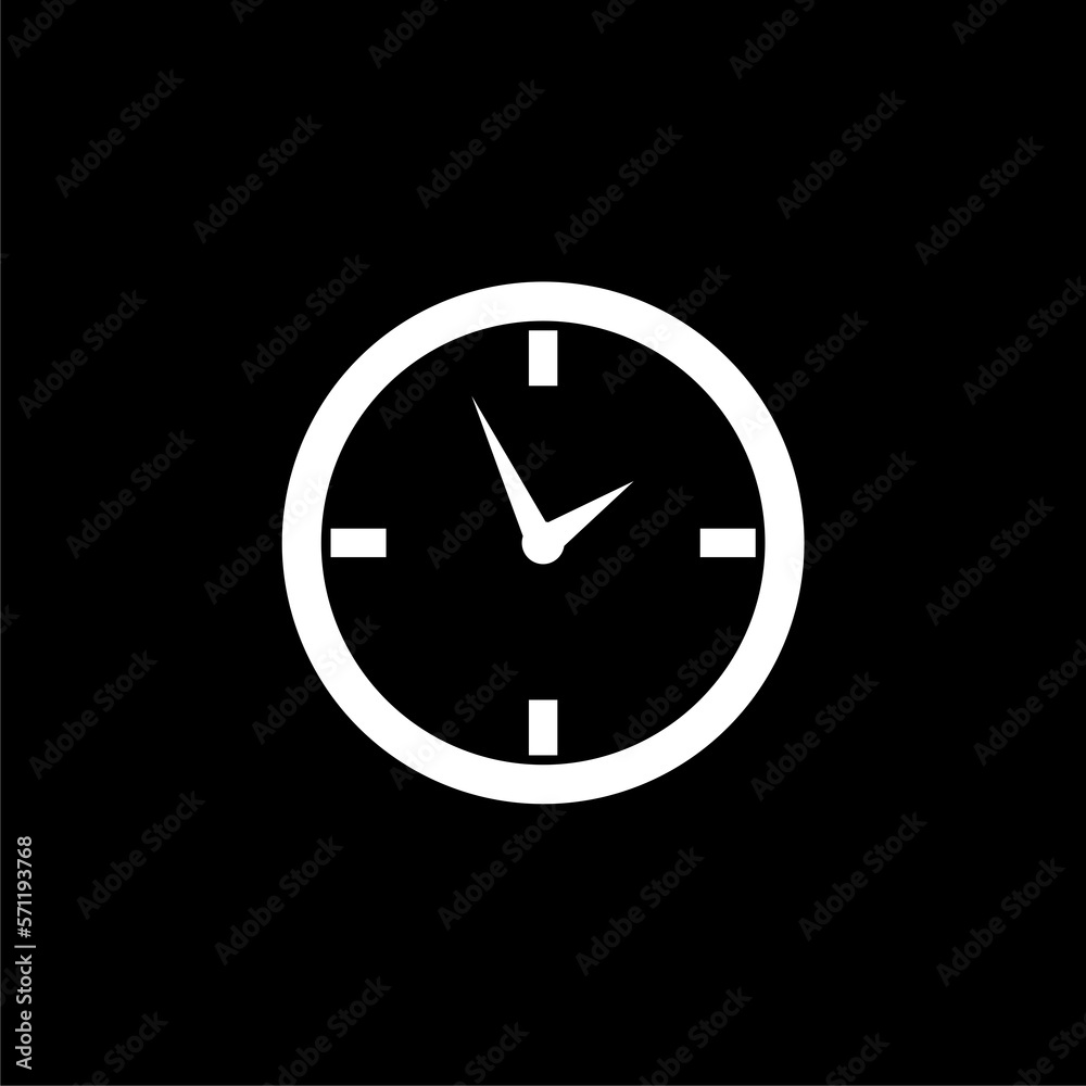 Alarm clock icon in trendy design style icon isolated on black background. Alarm clock icon in trendy design style icon isolated on black background.