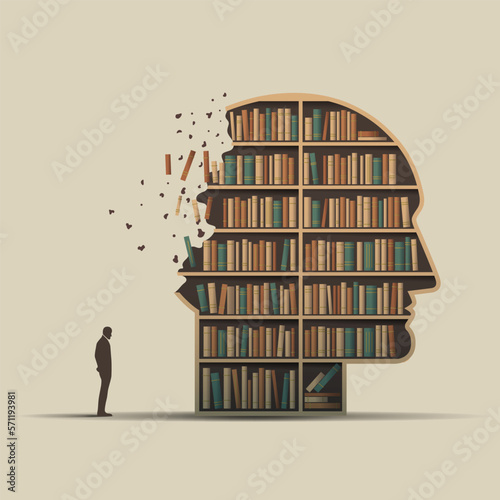 Alzheimer's disease treatment and research, memory loss illustration, vector image