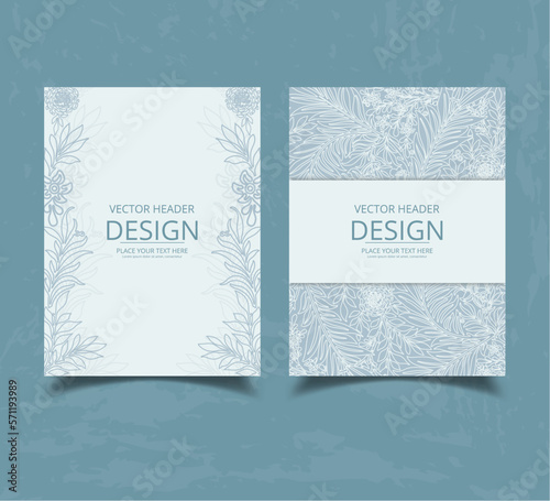 Set of elegant abstract templates with floral design. Suitable for the design of posters, cards, invitations, flyers, covers, banners, brochures. Vector illustration.