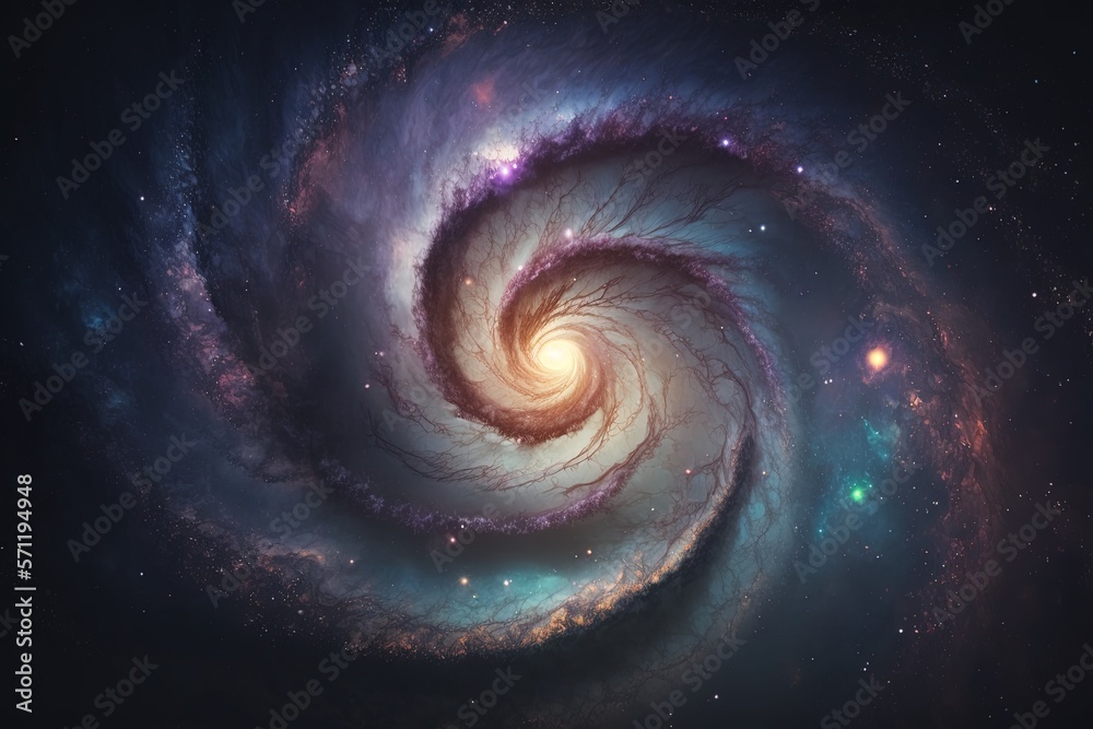 A view from space spiral galaxy and stars, universe