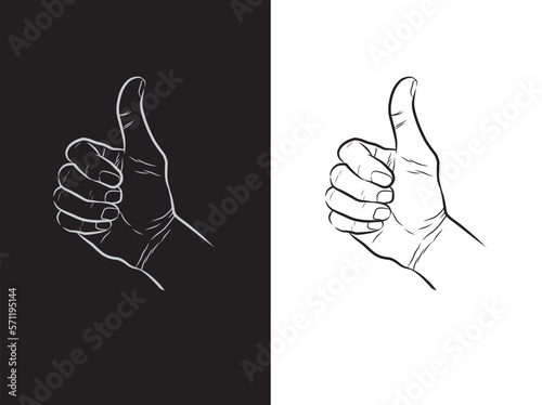 thumb up hand vector illustration hand drawn