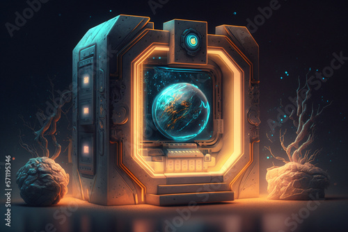 Futuristic scenery with 3D elements, featuring advanced buildings and constructions that represent the next generation of technology. Ai generated