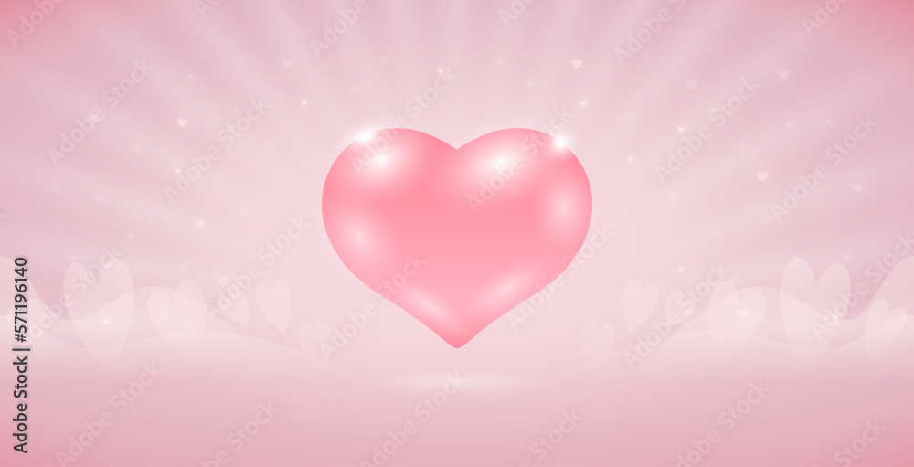 Glossy Heart on Light Pale Pink Background