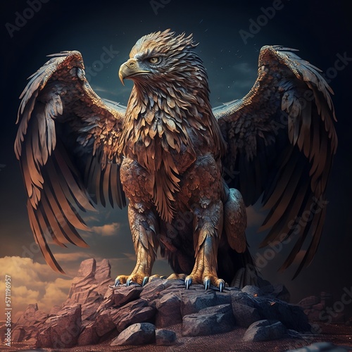 Griffin, eagle, hawk, The mythical creature. Generative AI. photo