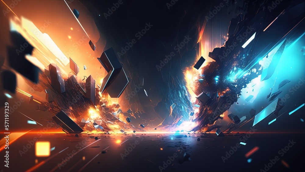 galaxy space and technology theme with motion light trail, abstract background, Generative Ai