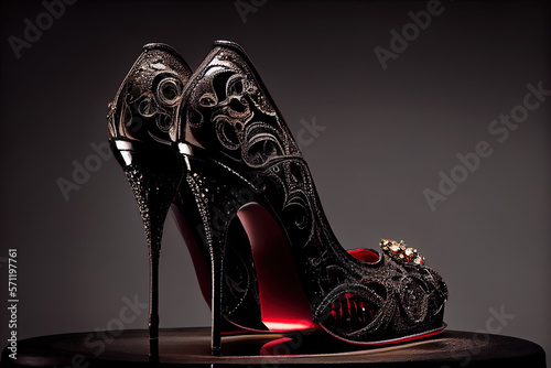 Tableau sur toile digital 3d render of a  woman's luxury shoe, high heel premium fashion designer,