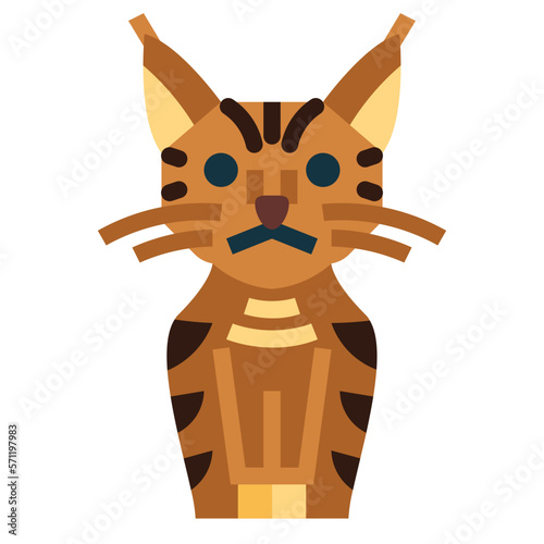 Pixie Bob Cat flat icon style