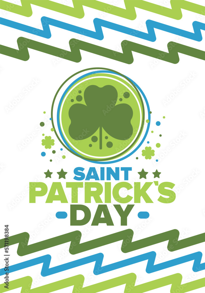 Happy Saint Patricks Day. Traditional irish holiday. Celebrate annual in March 17. Clover and shamrock leaves. Green and orange party design. Ireland color. Poster, card, banner and background. Vector Happy Saint Patricks Day. Traditional irish holiday. Celebrate annual in March 17. Clover and shamrock leaves. Green and orange party design. Ireland color. Poster, card, banner and background. Vector