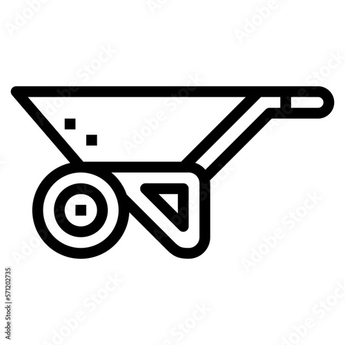 wheelbarrow line icon style