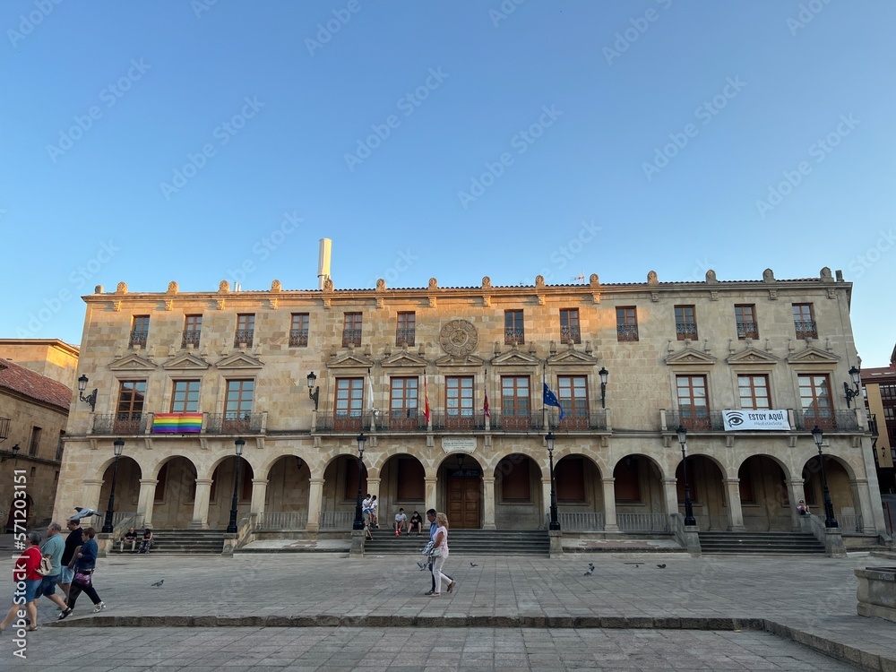 The City hall of the city of Soria, Castilla y Leon, Spain. The Palacio de los Linajes is located in the main square (Plaza Mayor) of the city
