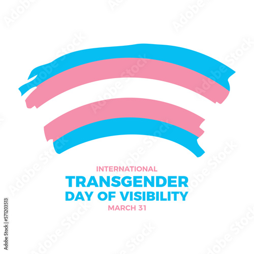 International Transgender Day of Visibility vector illustration. Transgender grunge pride flag icon vector. Transgender paint brush flag design element isolated on a white background. March 31