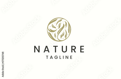 Nature leaf circle logo icon design template flat vector