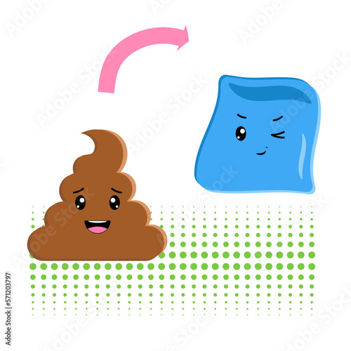 Cute happy smiling poop Kawaii character. Vector illustration
