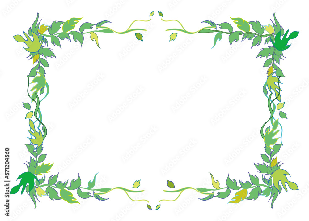 Naklejka premium Leaf frame (flesh green) 葉のフレーム(新緑)