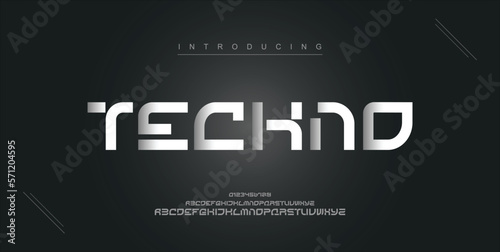 Techno digital modern alphabet new font. Creative abstract urban, futuristic, fashion, sport, minimal technology typography. Simple vector illustration with number