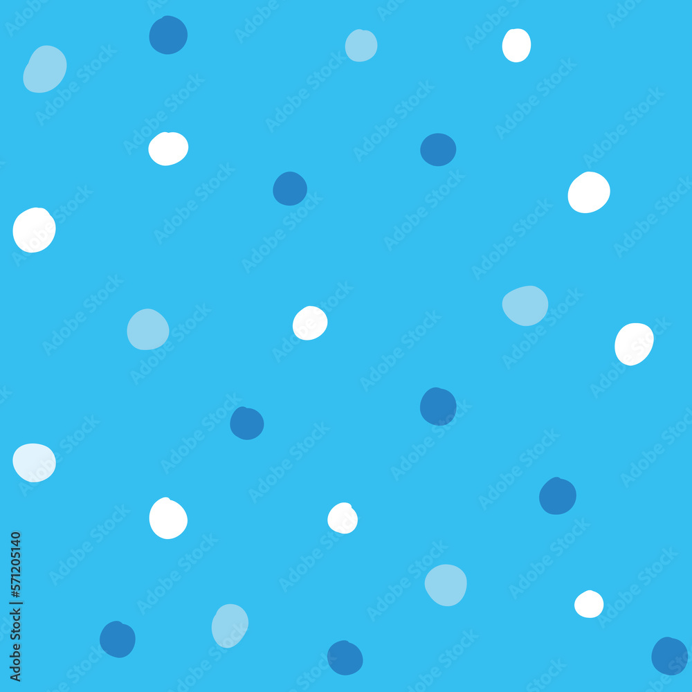 Colorful dots seamless pattern in flat style. Vector illustration isolated on blue background.