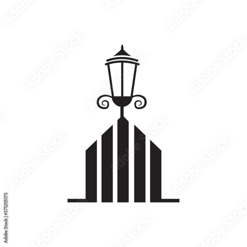 Fence lamp home building logo design