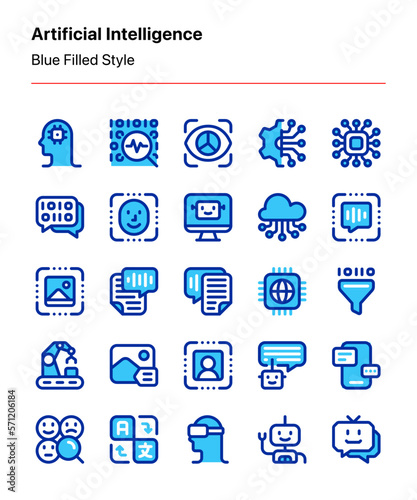 Customizable artificial intelligence icons for apps and websites interfaces, digital products, publications, businesses, presentations, and other projects