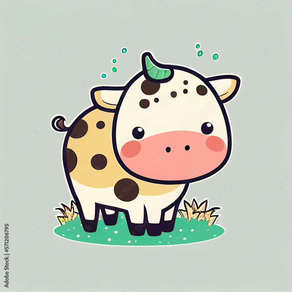 Cow chibi cute kawaii cow graphic farm icon illustration Cow chibi cute kawaii cow graphic farm icon illustration