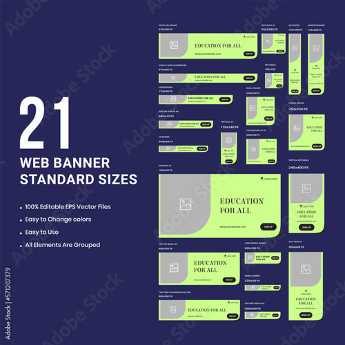 Education courses web bundle banner template design for social media posts