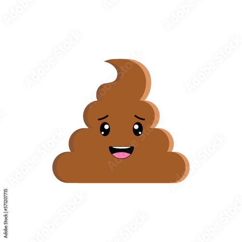 Cute happy smiling poop Kawaii character. Vector illustration