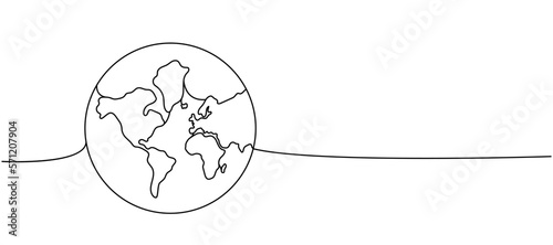 World silhouette one line continuous drawing. World map silhouette continuous one line illustration. Vector minimalist linear illustration.