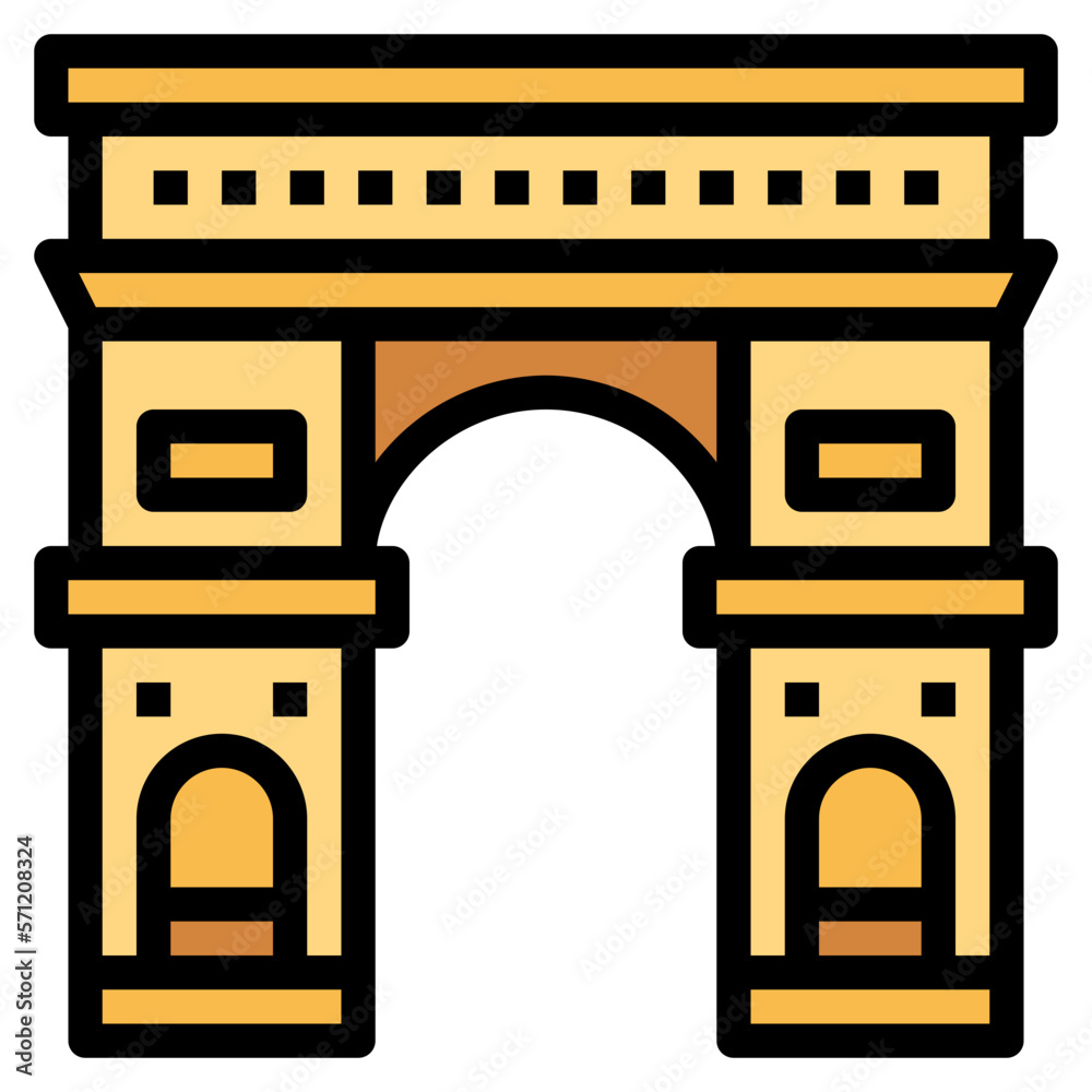 arch of triumph filled outline icon style arch of triumph filled outline icon style
