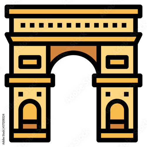 arch of triumph filled outline icon style