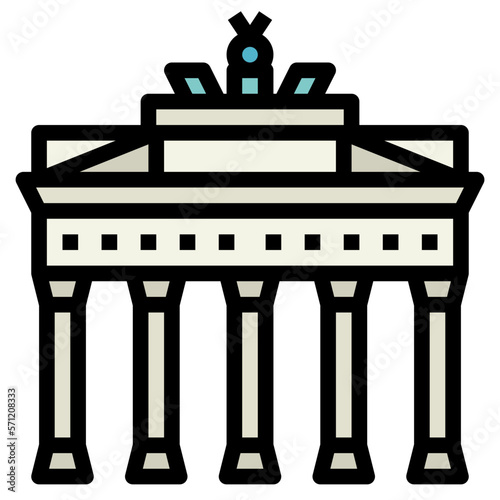 Brandenburg Gate filled outline icon style