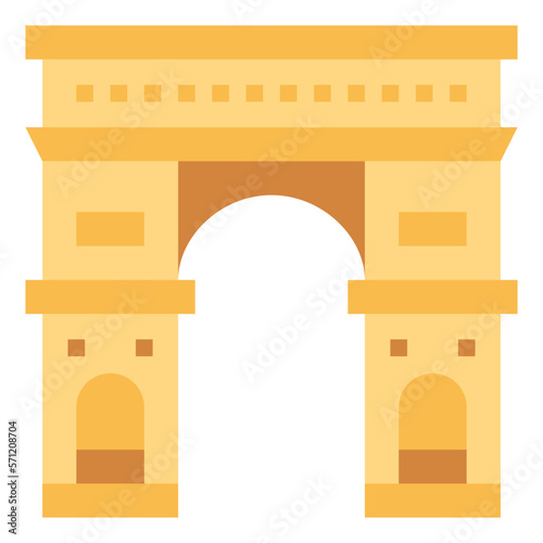 arch of triumph flat icon style