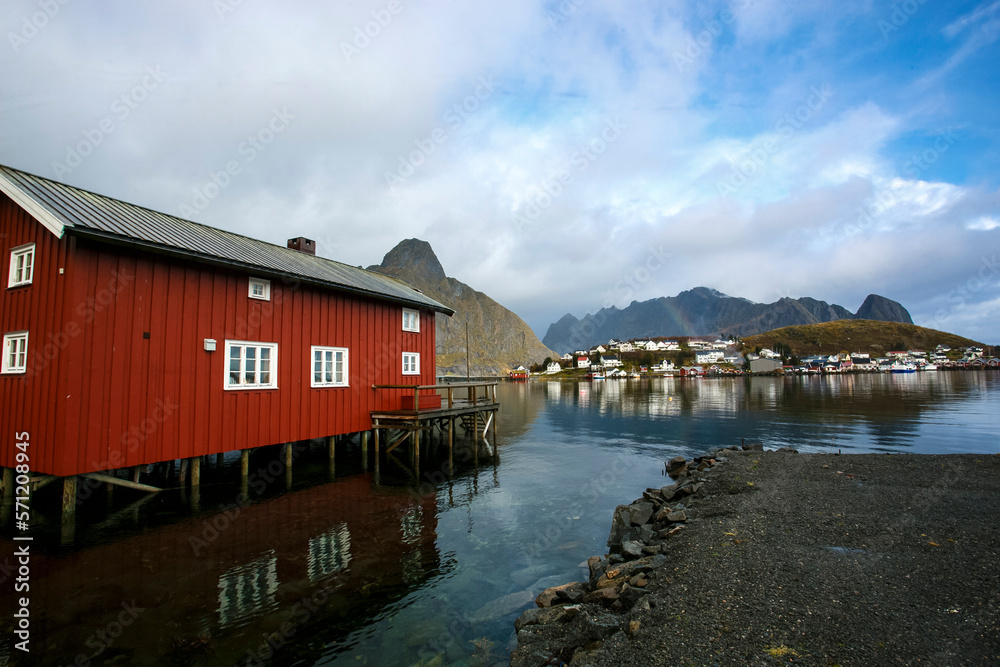 Obraz premium Harbor in Lofoten islands, Norway, Reine village