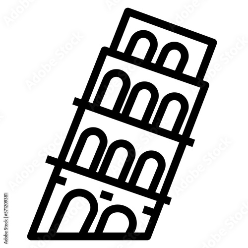 Pisa Tower line icon style