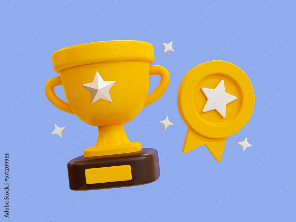 3d minimal sport tournament cup. sport competition award. football