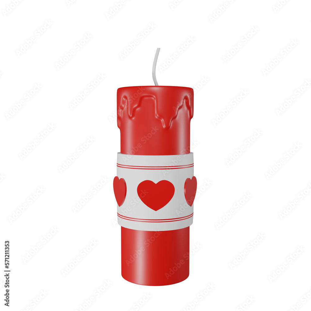Candle Stick Happy Valentine's day isolated on transparent background 3d Illustration Candle Stick Happy Valentine's day isolated on transparent background 3d Illustration