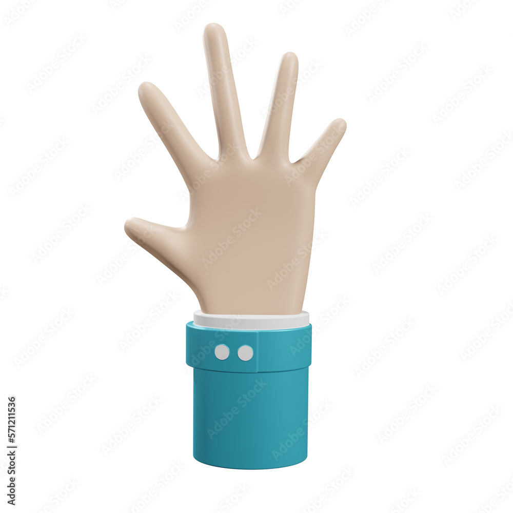 Hand gesture isolated on transparent background 3d Illustration