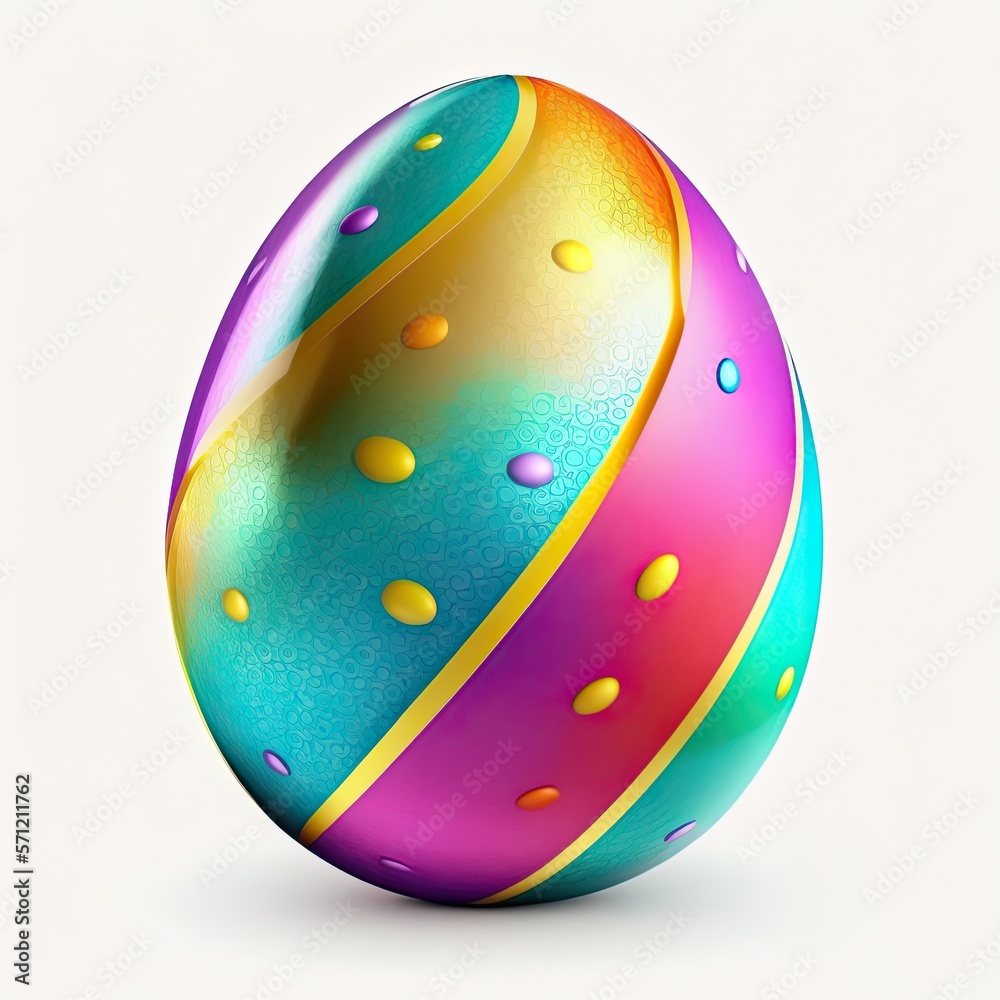 Beautiful Easter colored egg with gloss colors. Generative AI