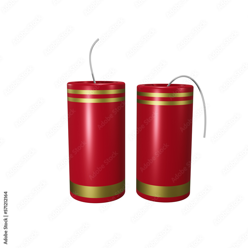 Firecrackers Chinese New Year isolated on transparent background 3d Illustration Firecrackers Chinese New Year isolated on transparent background 3d Illustration